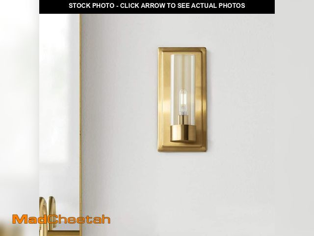 Lot 74-12804271 - Home Decorators Collection Closmere 5 in. 1-Light Brushed Gold Mid-Century Modern Wall Sconce with C...