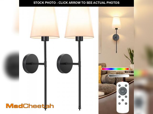Lot 74-12051222 - NIORSUN 25.4 inch Battery Operated Wall Sconce Set of 2,Black Rechargeable Wall Lights with 5200mAh ...