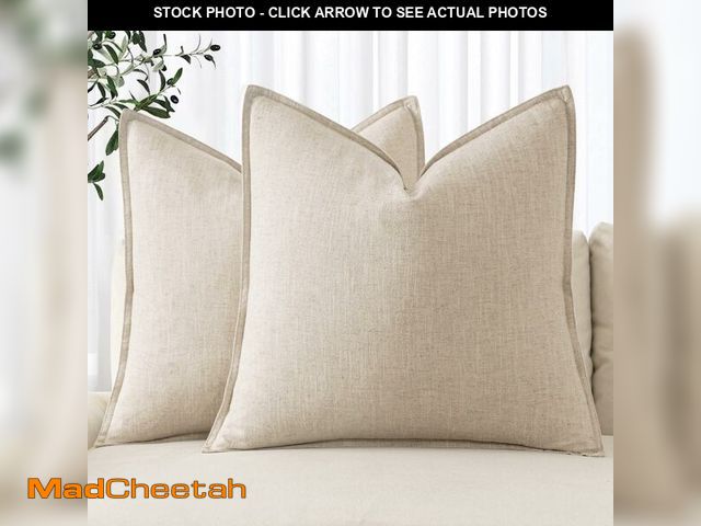 Lot 74-12680115 - MIULEE Decorative Linen Euro Sham Pillow Covers 26x26 Natural Beige Ã¢â¬â¹Boho FarmhouseÃ¢â¬â¹ Ã...