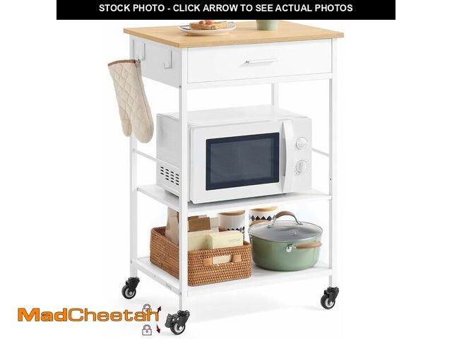 Lot 74-14068444 - VASAGLE Kitchen Rolling Island, Mobile Kitchen Cart with Storage on Wheels, 17.7 x 23.6 x 35.4 Inche...