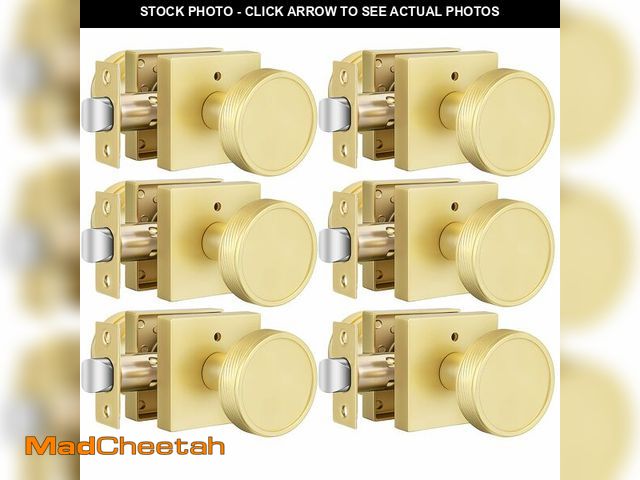 Lot 74-13625316 - Goldenwarm Gold Door Knobs Interior, Brushed Gold Door Knobs Square Privacy Door Knob for Bedroom Ba...