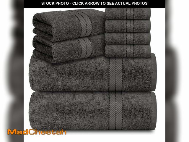 Lot 74-14435355 - Casa Lino 8Pc Premium Bath Towel Set (2 Bath Towels, 4 Washcloths, 2 Hand Towels) - 100% Cotton, 400...