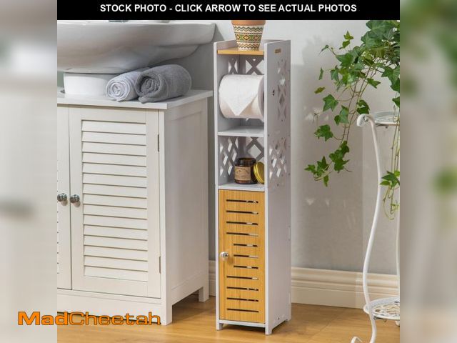 Lot 74-12307429 - H HUIYKALY Toilet Paper Holder Stand: Bathroom Stand with Toilet Paper Holder Insert,Slim Storage Ca...