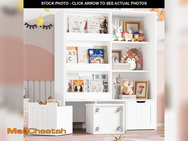 Lot 74-13779933 - Homfa 6 Cube Toy Storage, Cube Organizer with Sliding Rack, 3 Drawer Kids Bookcase and Bookshelf, Wh...