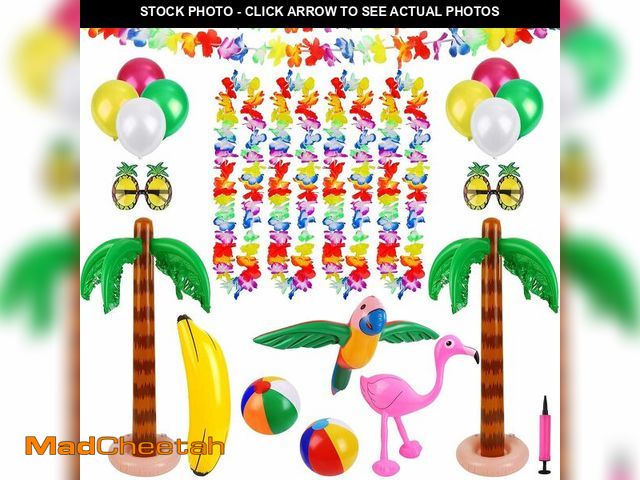 Lot 74-12881376 - Ruisita Inflatable Luau Party Set 2 Pack Palm Trees 1 Pack Inflatable Parrot 1 Pack Inflatable Flami...