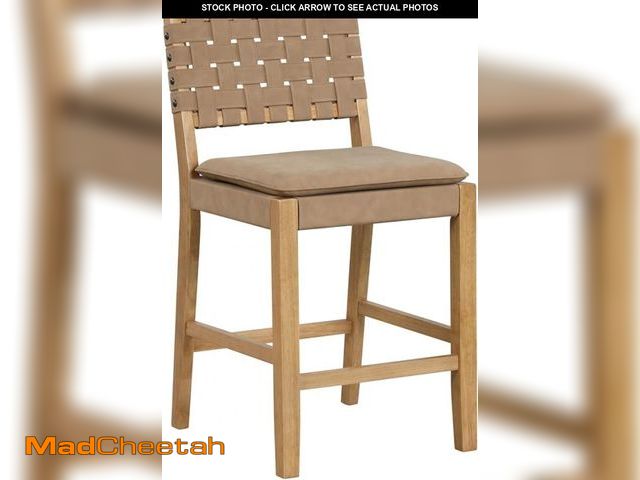 Lot 74-12399215 - Nathan James Cohen Mid-Century Modern Leather Bar Stool, Counter Height Chair in Solid Wood Frame wi...