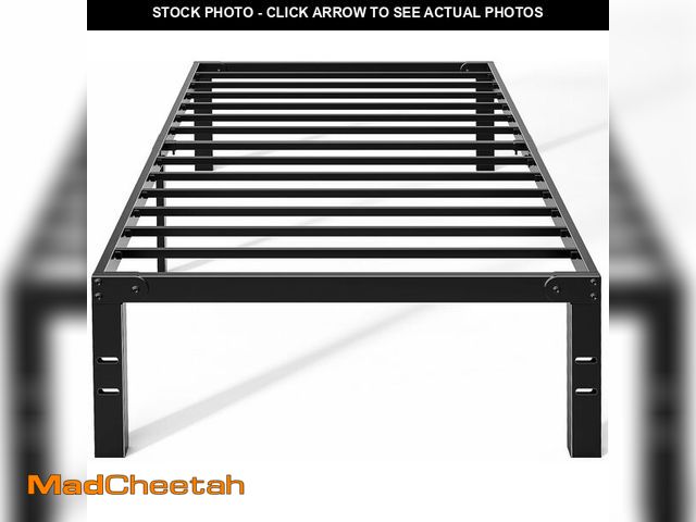 Lot 74-13787684 - OLIXIS Metal Twin Bed Frame - 14in High with Storage Space, No Box Spring Needed with Sturdy Steel S...