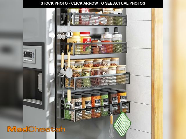 Lot 74-14206309 - Aufworld Magnetic Spice Rack for Refrigerator, 4 Pack Magnetic Shelf, Fridge Magnet Organizer with M...
