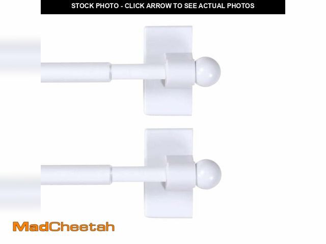 Lot 74-13656063 - H.Versailtex White Magnetic Curtain Rods, 0.5 in Stainless Steel Ball Adjustable, 16 - 28 in,2 Pack ...