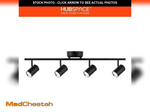 Lot 74-12692366 - Hampton Bay Crosshaven 2.6 ft. Black Smart Color Tunable Integrated LED Track Lighting Kit with 4-Fi...