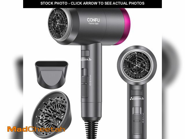 Lot 74-13567799 - CONFU Ionic Blow Dryer 1600W, Portable Lightweight Fast Drying Negative Ion Hairdryer Blowdryer, 3 H...