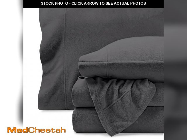 Lot 74-12537755 - Bare Home Cozy Fleece Sheet Set - Extra Plush Polar Fleece - Deep Pocket - Queen, Gray - UNUSED
