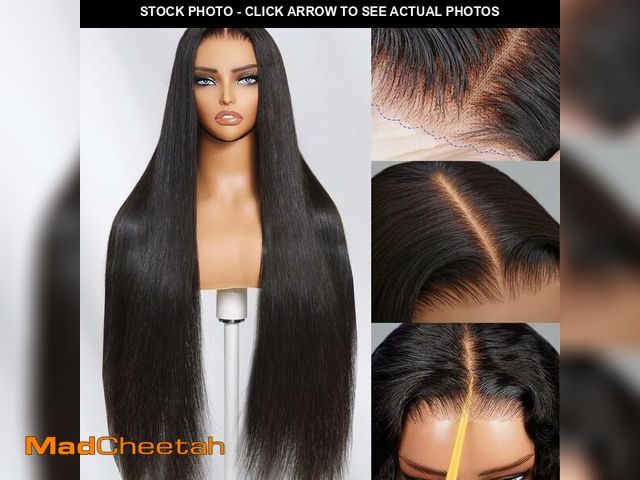Lot 74-14379951 - EARLR 26 Inch Black Straight Wig Human Hair 220 Density Transparent Hd Glueless Wigs Human Hair Pre ...