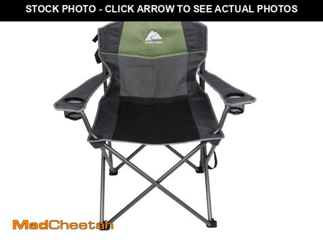 Lot 74-12423781 - Ozark Trail Oversized Big and Tall Camp Chair with Cup Holders, Green, Adult - USED