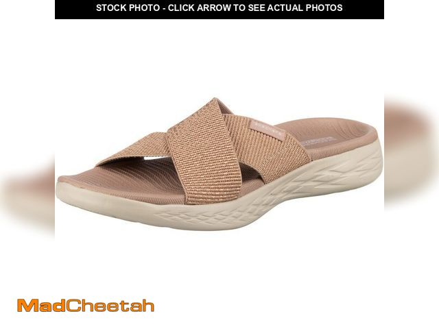 Lot 74-13719765 - Skechers Women's On-the-GO 600 - Glistening Metallic Mesh Slide Sandals, Rosegold, 8 Wide - UNUSED