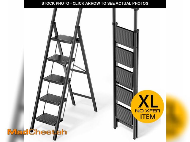 Lot 74-12899044 - WOA WOA 5 Step Ladder, Foldable Ladder with Wide Pedals and Handle, Sturdy Ladders for Home and Kitc...