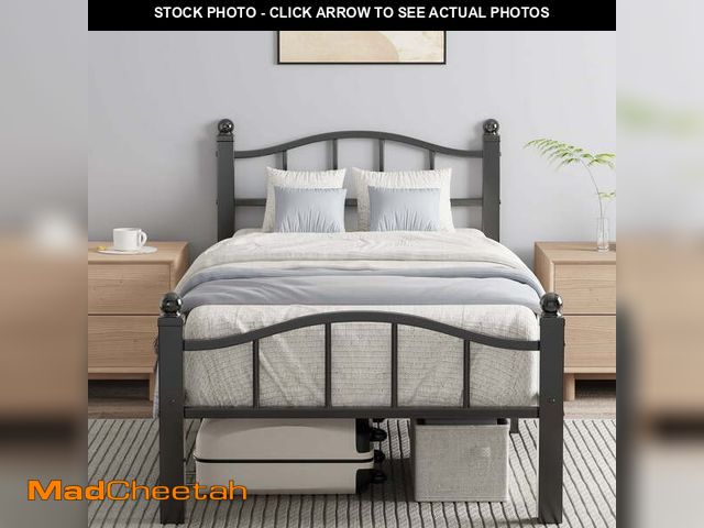 Lot 74-12803925 - Metal Twin Size Bed Frame, Noise-Free Design &amp; Underbed Storage Heavy Duty Bed Frames with Headb...