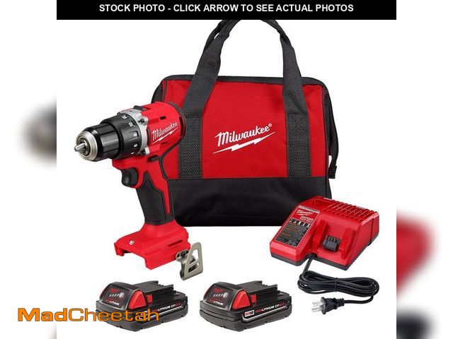 Lot 74-13132264 - Milwaukee M18 18V Lithium-Ion Brushless Cordless 1/2 in. Compact Drill/Driver Kit with Two 2.0 Ah Ba...