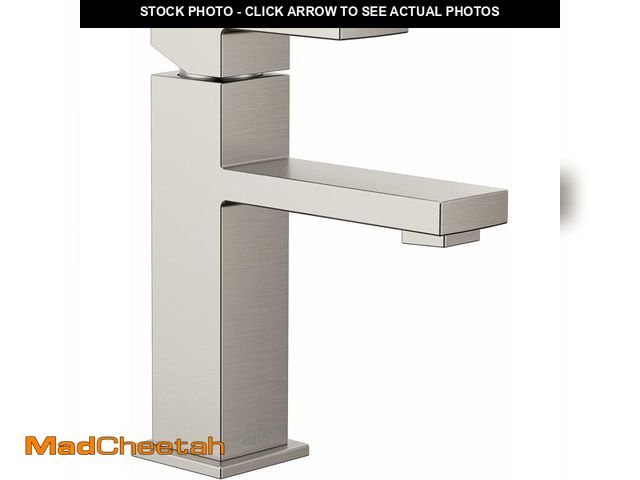 Lot 74-13696916 - Moen Revyl Spot Resist Nickel One-Handle Single Hole Modern Bathroom Sink Faucet with Optional Deckp...