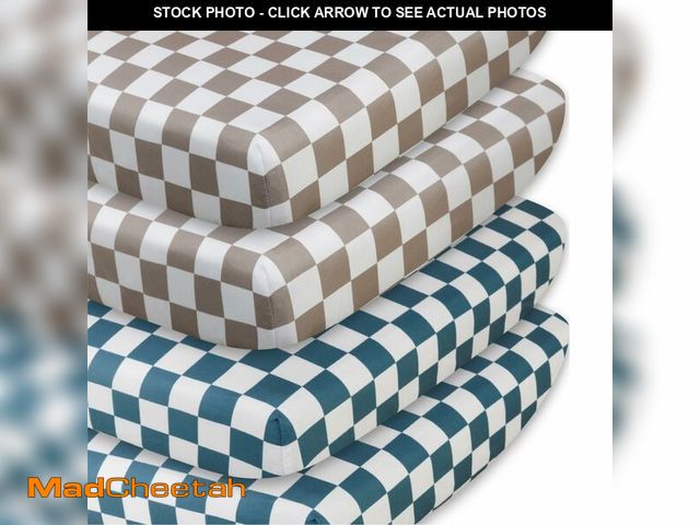 Lot 74-12697500 - 4 Pack Checkered Crib Sheets Neutral Breathable Fitted Baby Sheets Nursery Sheets for Baby Boys or G...