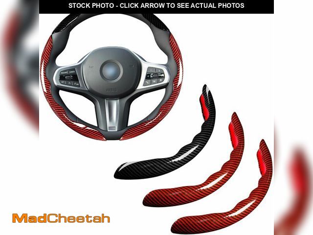 Lot 74-13709323 - Car Steering Wheel Cover Set Bright Carbon Fiber Wrap Non-Slip 3pcs Steering Wheel Accessories 14.5-...