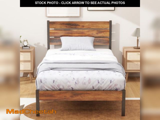 Lot 74-12242703 - Twin Bed Frame with Headboard and Footboard, Metal Twin Bed Frame with Under Bed Storage, All-Metal ...