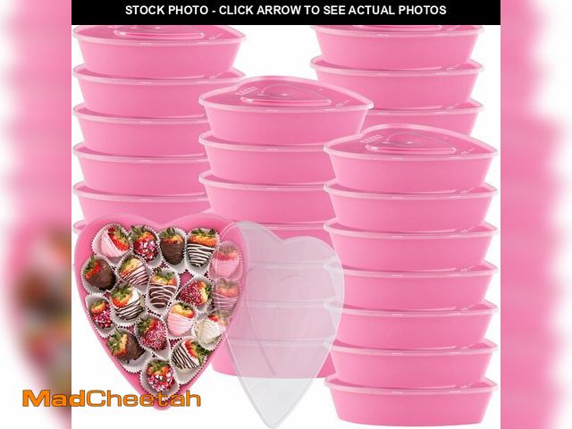 Lot 74-13550567 - Yerliker 48 Pcs Plastic Food Storage with Lids 16.9 oz Heart Shaped Containers Heart Shaped Seasonin...