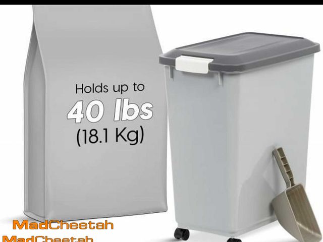 Lot 74-11488467 - (MISSING SCOOP) IRIS USA Dog Food Storage Container with Wheels, Airtight Lid, 2-Cup Scoop, Up to 30...