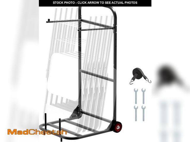 Lot 74-12098603 - VEVOR Folding Chair Rack, 100 LBS Capacity, Heavy-Duty Chair Cart for Hanging 10 Chairs, Multi-Funct...