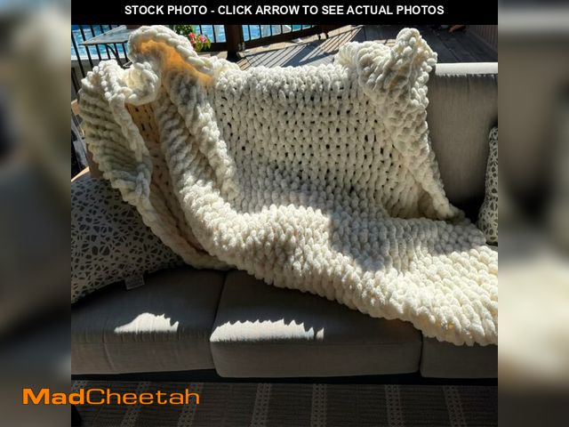 Lot 74-13564116 - Luxury Super Chunky Knit Throw Blanket, Handmade Chenille Cable Knit Crochet Blanket 50x60, Soft Thi...