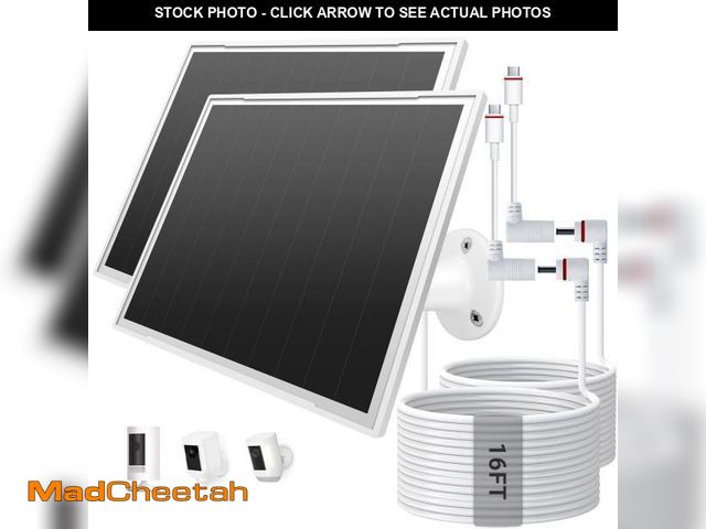 Lot 74-12222067 - VERVERAY 2-Pack Solar Panel Charger for Ring Camera, 8W High-Efficiency - Compatible with Ring Spotl...
