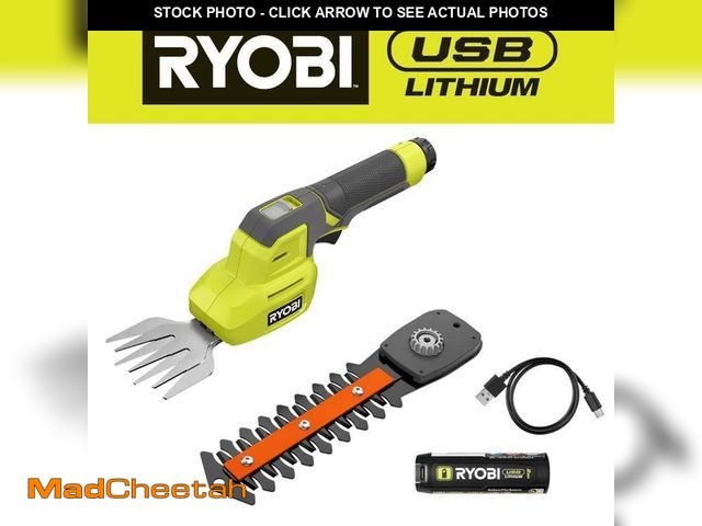 Lot 74-13778884 - RYOBI USB Lithium Shear Shrubber Kit with 2.0 Ah USB Lithium Battery and Charging Cable - UNUSED