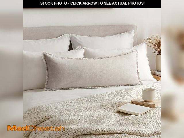 Lot 74-13546040 - MIULEE Decorative Throw Pillow Covers Neutral Linen Fringe Throw Pillows Set of 1 Natural Beige Boho...