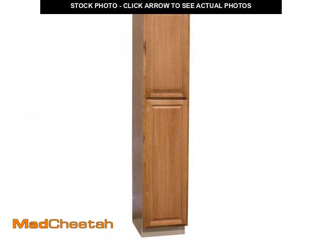 Lot 74-12089813 - Hampton Bay Hampton 18 in. W x 24 in. D x 90 in. H Assembled Pantry Kitchen Cabinet in Medium Oak - ...