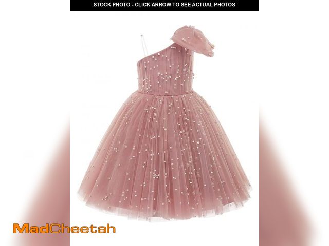 Lot 74-12219676 - PLUVIOPHILY Wedding Flower Girl Dress One Shoulder Pearl Tulle Dress Kids Birthday Party Dress Princ...