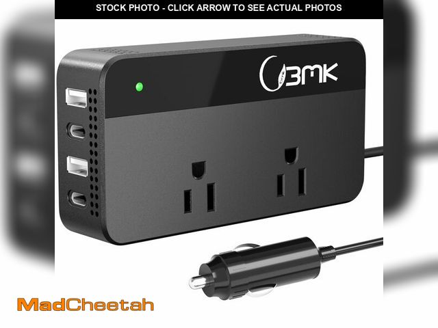 Lot 74-13986913 - 200W Car Power Inverter 12V DC to 110V AC Converter with 2 AC Outlets &amp; 4 USB Ports, Dual QC3.0 ...