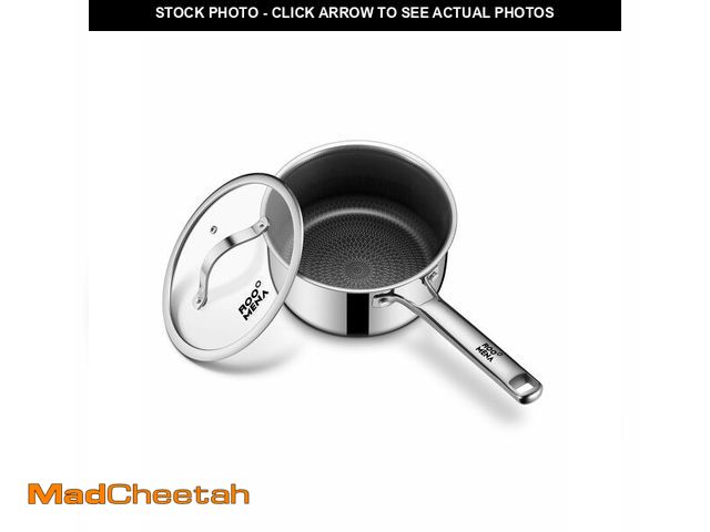 Lot 74-13952840 - Nonstick Sauce Pan with Lid, Non-Toxic Tri-Ply Hybrid Ceramic Saucepan, 2.5 Quart Stainless Steel Pa...