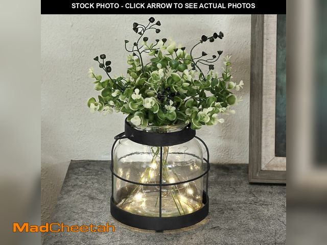 Lot 74-14357829 - Vintage Glass Farmhouse Vase Rustic Lantern Decor with Plants Flowers Lights Retro Style Vases for H...