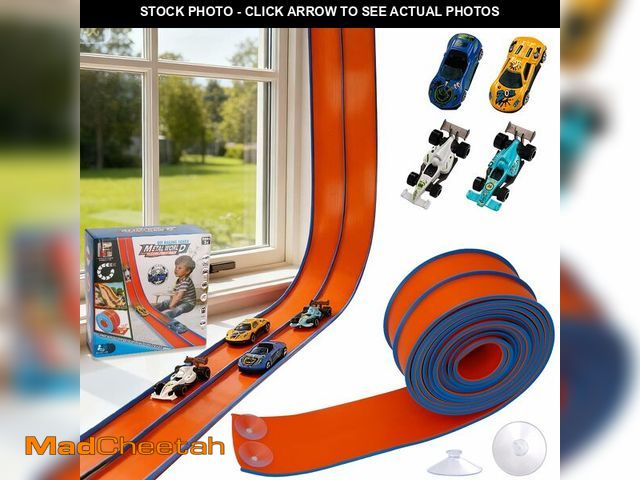 Lot 74-14059360 - Flexible Race Car Track 15 Ft Starter Set for Kids Age 3+, Rolls Up Portable Flex Track Compatible w...