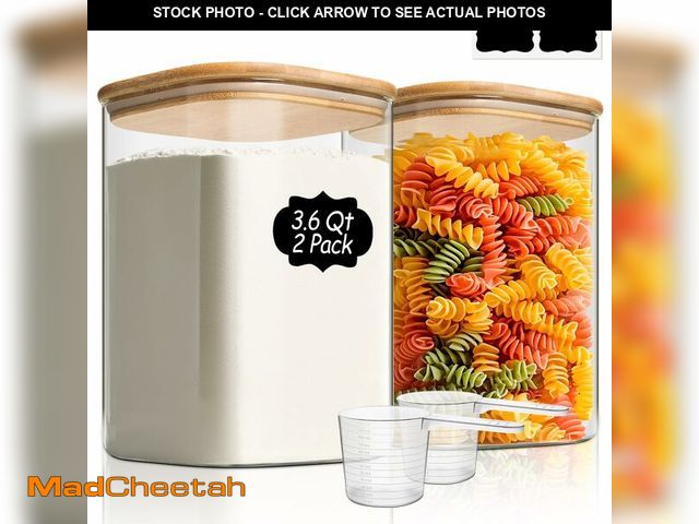 Lot 74-12699574 - ComSaf 3.6 Qt Glass Food Storage Containers Set of 2, Large Storage Containers with Lids, Square Gla...