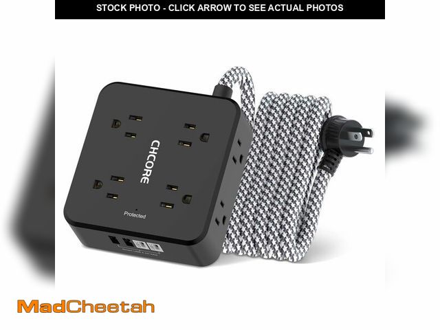 Lot 74-13548866 - Surge Protector Power Strip - CHCORE 10Ft Braided Extension Cord with 8 Outlets with 4 USB (2 USB C)...