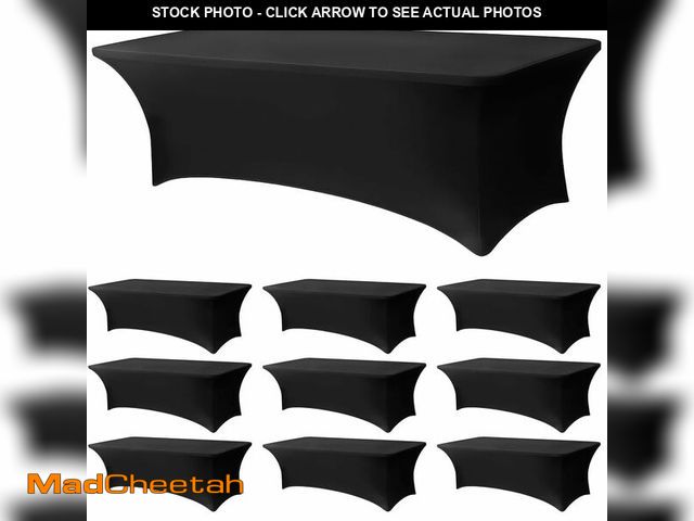 Lot 74-14269442 - Lemict 10 Pack 8FT Rectangular Spandex Tablecloth,Wrinkle Resistant Fitted Cover for 96x30 inch Banq...