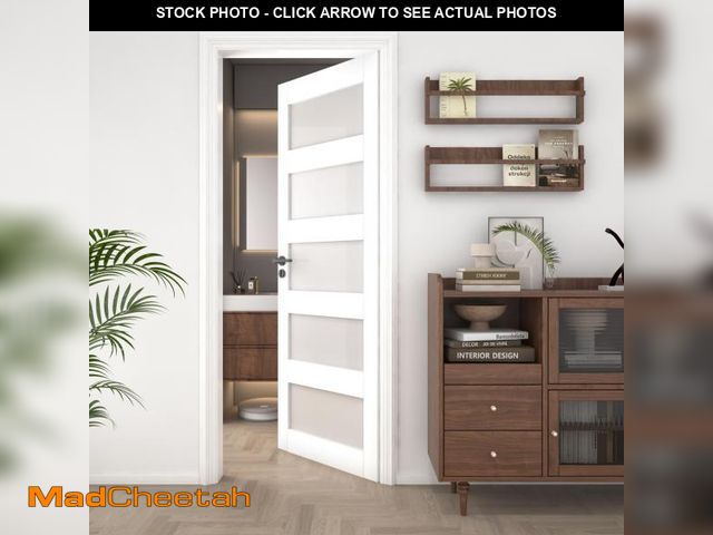 Lot 74-12407349 - OHTOMO 24"x 80" Interior Slab Door, 5-Lite Glass French Door Slab, Pre-Built Solid Core Panel,for Pa...