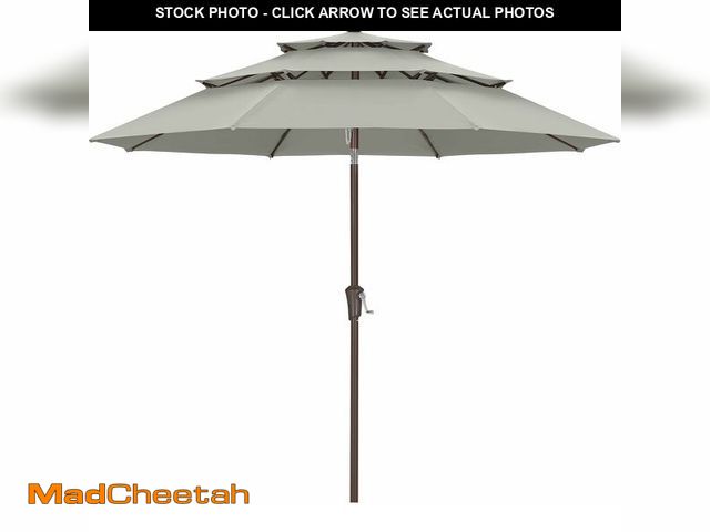 Lot 74-14067769 - ABCCANOPY 11Ft 3 Tiers Market Umbrella, Outdoor Table Umbrella for Patio, Deck, Backyard (Light Gray...