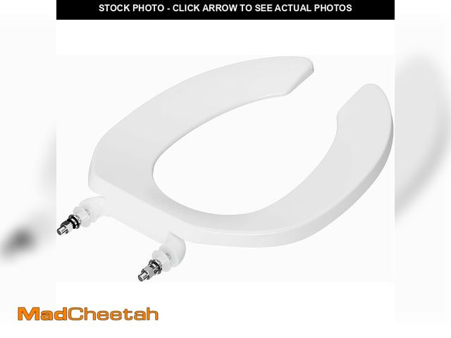 Lot 74-12664186 - Commercial Open Front Toilet Seat - 18.5" Elongated, Heavy Duty, Easy Install, Ideal for Church, Sch...