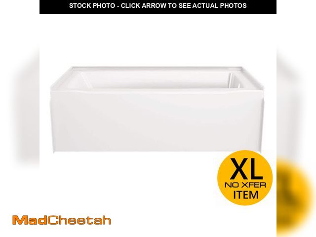 Lot 74-12778065 - Delta Classic 500 60 in. x 32 in. Alcove Deep Soaking Bathtub with Right Drain in High Gloss White -...