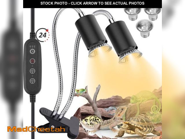 Lot 74-11559533 - ZJNBMTFY Reptile Heat Lamp,Double-Head Heating Lamp for Reptiles, UVA/B Turtle Lamp with Clamp, Sepa...