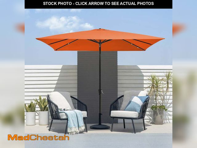 Lot 74-12667891 - JUSTLET 8 x 10 ft Outdoor Rectangular Patio Market Umbrella, Orange - UNUSED