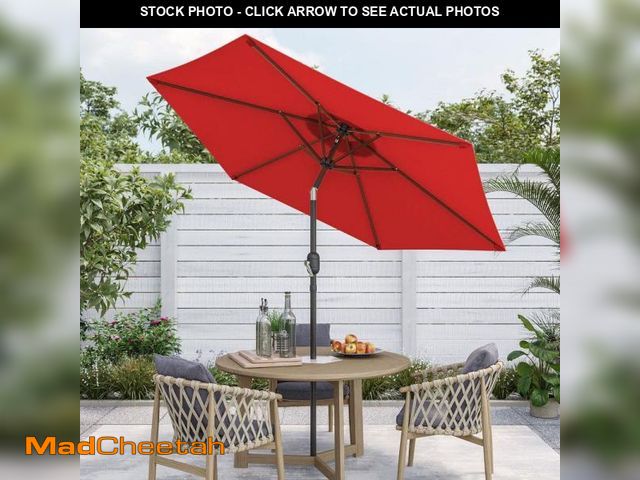 Lot 74-12424886 - Sonkuki 7.5 ft. Patio Market Crank and Tilt Umbrellas, Table Umbrellas,UV-Resistant Canopy in Chili ...