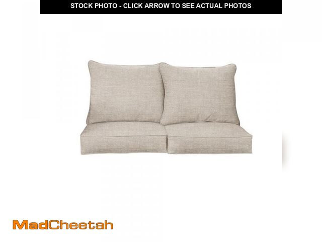 Lot 74-12251723 - SORRA HOME 25 x 25 Sunbrella Cast Silver Deep Seating Indoor/Outdoor Loveseat Cushion - UNUSED